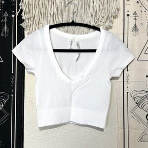 Altar’d State Revival. Cute deep v neck white crop top